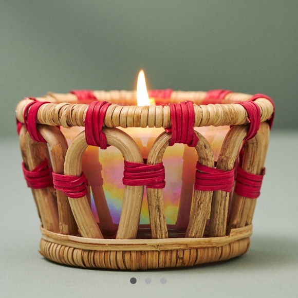 Anthropologie cabano fresh hibiscus and pink guava rattan candle, NEW! - Picture 1 of 2